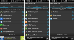 android task or startup manager disable apps